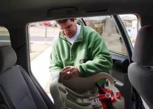 John Installing the car seat