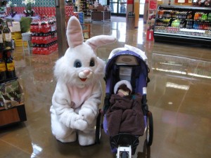 Grace happened across the Easter Bunny at our local grocery store