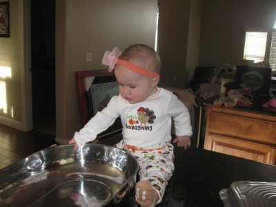 Grace helping in the kitchen .......